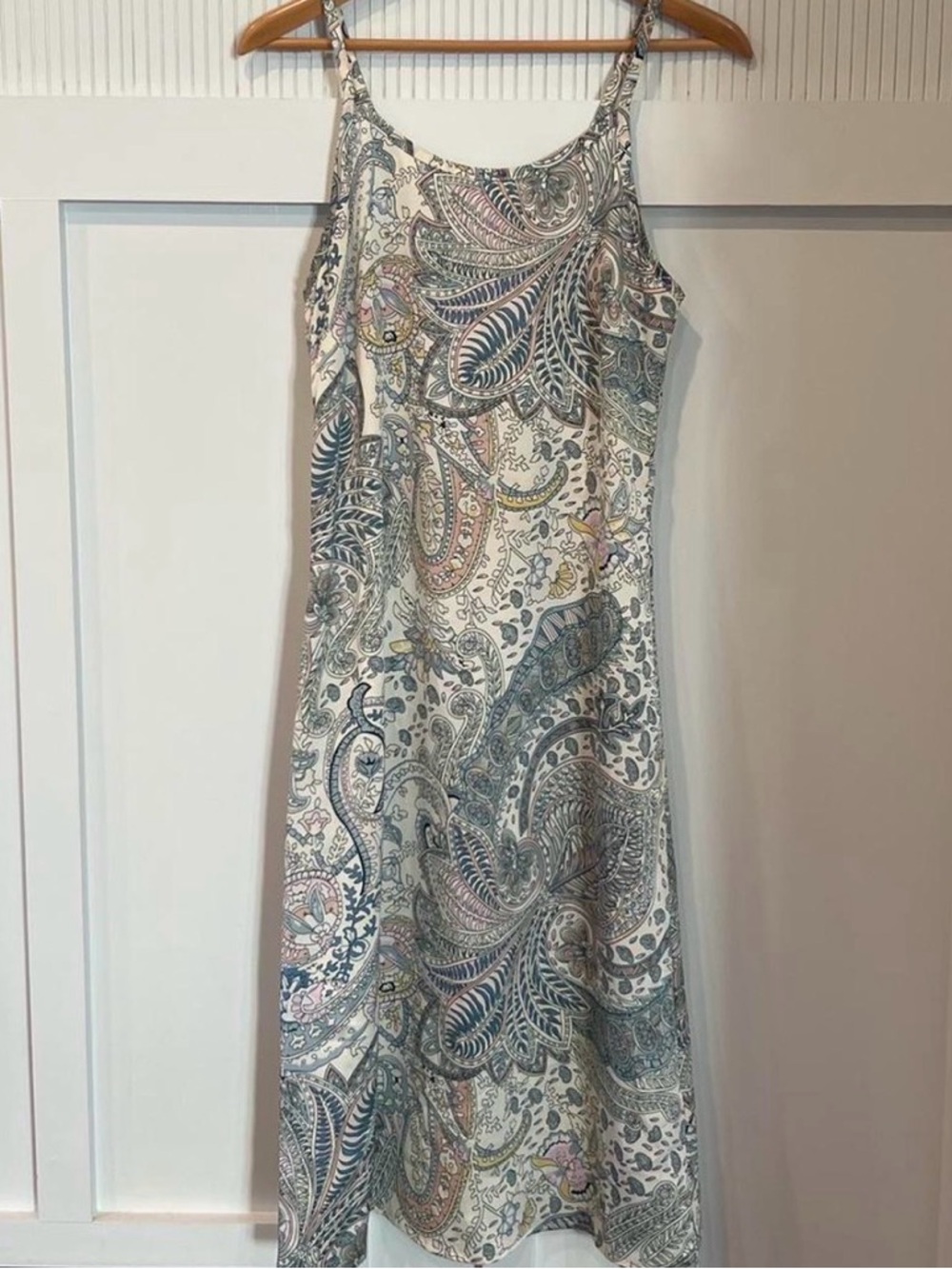 bishop + young Cream Paisley Midi Slip with Blue and Pink Accents